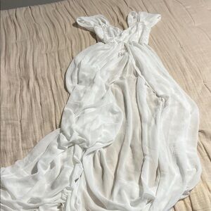 Elegant Maternity White Chiffon Gown